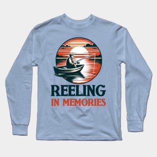 Old man fishing in river Long Sleeve T-Shirt